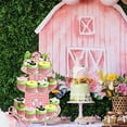 thumbnail image 5 of Pink Farm Animals Cupcake Stand 3 Tiers Farm Birthday Party Tower Barnyard Party Stand Holder Decorations for Farmhouse Baby Shower Supplies, 5 of 7