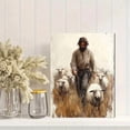 thumbnail image 2 of Qisvanset Framed Canvas Wall Art, 12x16 Inch Lost Sheep Shepherd Jesus Bible Sketch Art, 2 of 5