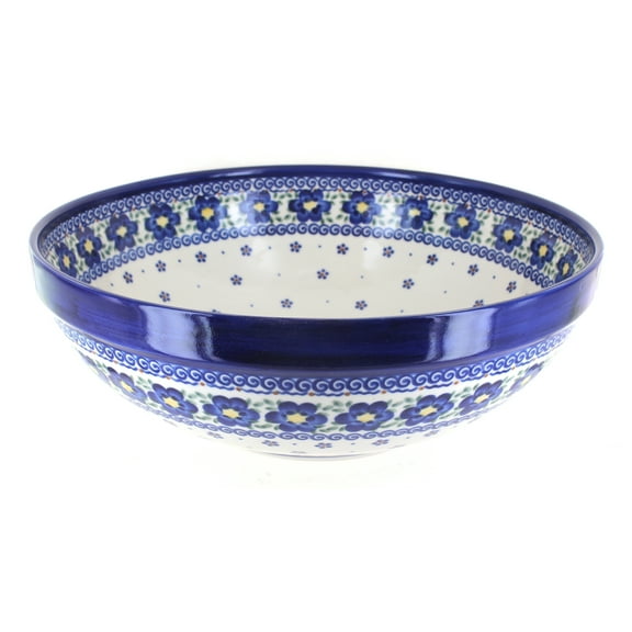 Blue Rose Polish Pottery Spring Blossom Large Serving Bowl