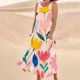 thumbnail image 2 of Vestido de Verano para las Mujeres sin Mangas Lino-Look Impreso Maxi, Suelto Fluido Y Vestido Sexy de Moda para las Mujeres, 2 of 5