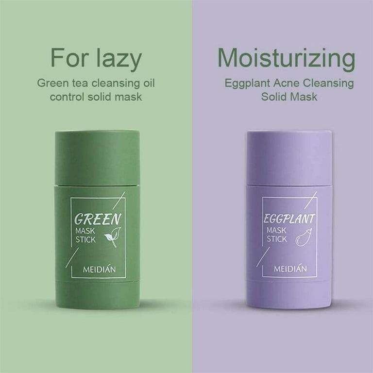 Green Mask Stick,Eggplant Purifying Clay Stick Mask, Facial Moisturizing  And Oil Control Removing Blackheads And Acne,Deep Cleansing &  Nourishing,Unclog pores,Improving The Skin Of Men And Women 
