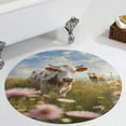 thumbnail image 4 of Farmhouse Highland Cow Funny Cattle And Flower Floral Medallion Round Rug - Small Round Area Rug, Soft Non-Slip Machine Washable Bedroom Mat Indoor Accent Entry Carpet for Office Desk Dorm Hallway, 4 of 7