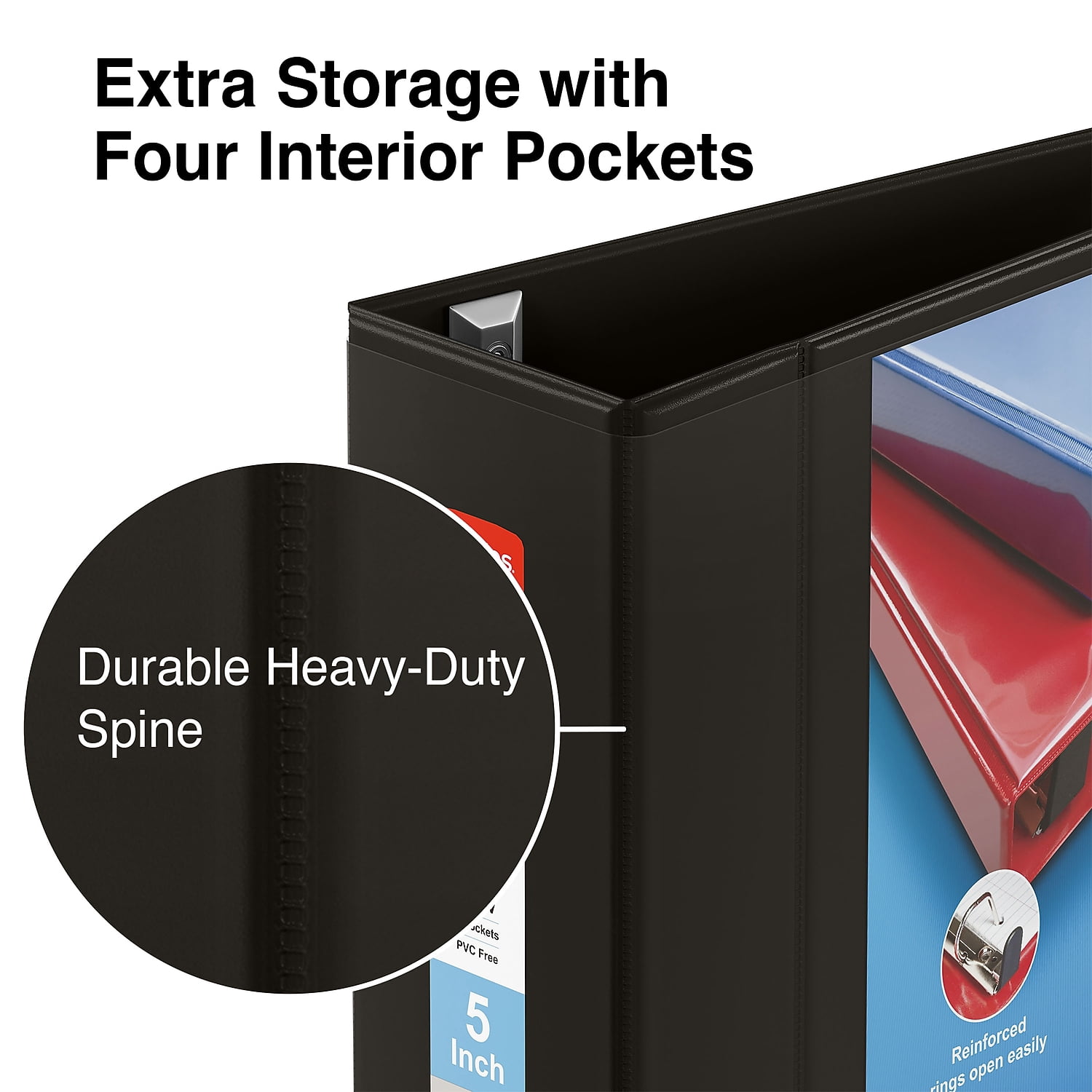 MyOfficeInnovations Heavy Duty 5" 3-Ring View Binder Black (24699) 82612