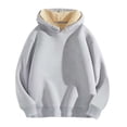 thumbnail image 2 of Bibifish Womens Hoodies Thick Fleece Lining Drop Shoulder Solid Color Hoodies Warm Cozy Fall Winter Drawstring Pullover Tops With Pocket, 2 of 4