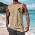 thumbnail image 2 of DIOAZUD Tank Tops Men Graphic Crew Neck Sleeveless Shirts Loose Fit Lightweight Tank Top Hawaiian Casual Tanks Khaki XXL, 2 of 6