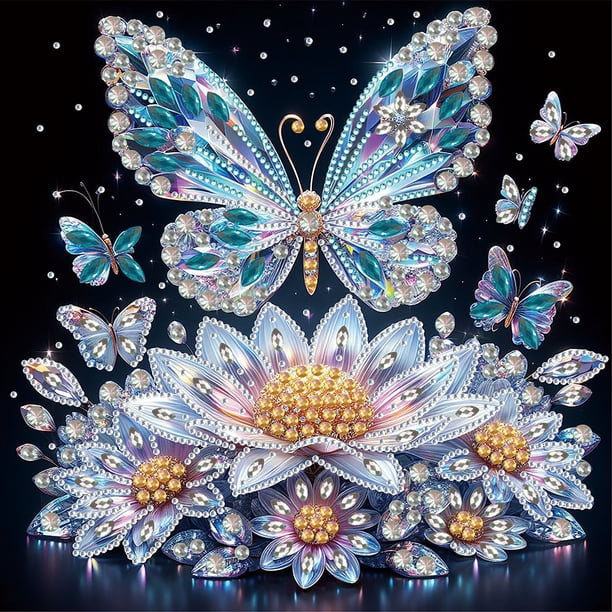 5D DIY Kit Con Forma Especial Parcial Mariposa 30x30cm