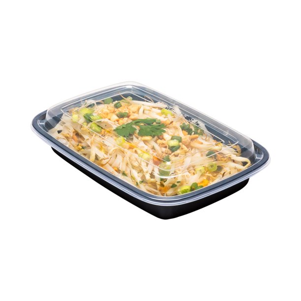 Disposable Plastic ToGo Containers And Lids Rectangle Black With