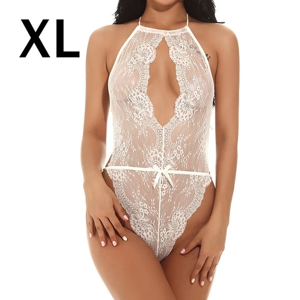 Camisón de encaje de mujer Sexy Body Lencería Ropa interior Ropa de dormir, Blanco, XL Guardurnaity XX000075-24