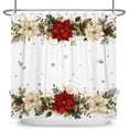 thumbnail image 5 of Nanqianyi Merry Christmas Shower Curtain,Red Poinsettia Snowflake Winter Polyester Fabric Bathroom Decor,Waterproof with Hooks 47 W x72 L Inch, 5 of 6