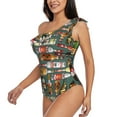 thumbnail image 5 of Daiia Alcohol Bottles Women's One Piece Swimsuits Personalized One Shoulder Swimwear Asymmetric Ruffle Bathing Suits-Medium, 5 of 8