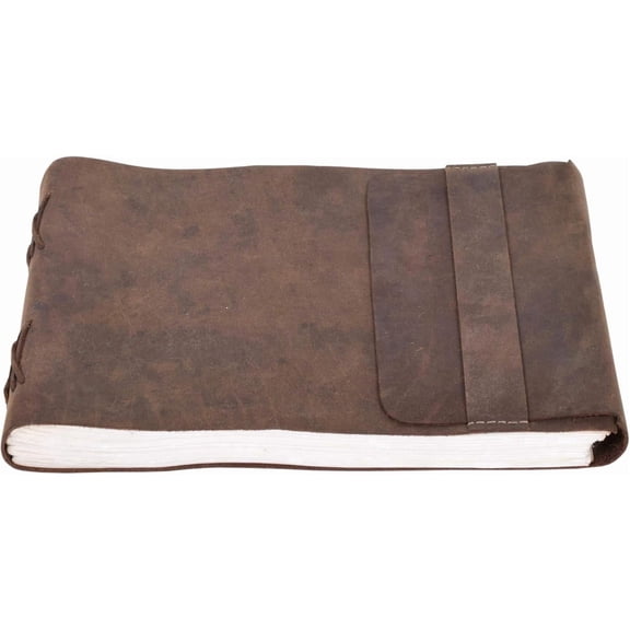 RusticVintage Leather Drawing Journal Daily Travel Diary Antique Handmade Vintage Bound Rustic Writing Notebook Quality Unlined Blank Cream Paper Art Sketchbook 7x10 Inches - Brown