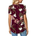 thumbnail image 6 of Aoochasliy Womens Blouses Short Sleeve Casual Petal Sleeve Shirts V-Neck Cute Floral Printed Summer Loose Flowy Shirts, 6 of 8