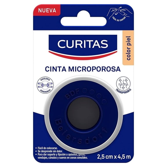 Cinta microporosa Curitas color piel 2x5cm X 4.5 m