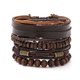 thumbnail image 1 of Pulsera de cuero trenzado Pulsera de cuentas de madera para hombres Mujeres Cuero genuino vintage Negro Marrón LingWen 9024719122236, 1 of 5