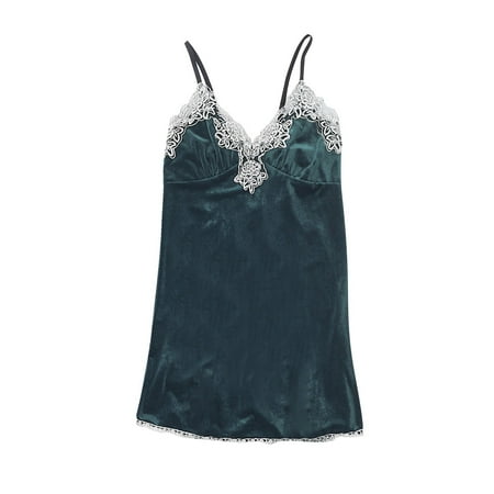 cfhntfmh Womens Nightgown Lace Trim Lounge Babydoll Pajama Dress Sleeveless Sleepwear Nightwear Mini Slip Dress
