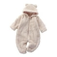 thumbnail image 2 of Cowsor Newborn Baby Bear Outfit With Fold-Over Mittens and Footies Girls Boys Winter Fleece Clothes Hooded Romper Snowsuit, 2 of 7