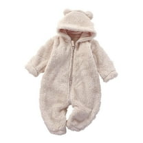Chbgutlmr Toddler Baby Clothes Winter Newborn Fleece Zip up Hooded Jumpsuit Infant Unisex Warm Rompers
