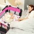 thumbnail image 4 of Costway 3-in-1 Convertible Portable Baby Playard Newborn Napper Height Adjustable Pink, 4 of 11