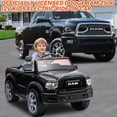 thumbnail image 2 of 12V Ride on Cars with Remote Control, Licensed Dodge RAM 2500 Kids Ride on Toys with Bluetooth, Music, MP3/USB Port, LED Light, 4 Wheeler Kids Electric Cars for Boys Girls Gifts, Black, 2 of 8