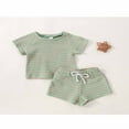 thumbnail image 4 of Infant Girls Summer 2PCS Outfit Sets Striped Top Drawstring Shorts Yellow 18-24 Months, 4 of 10