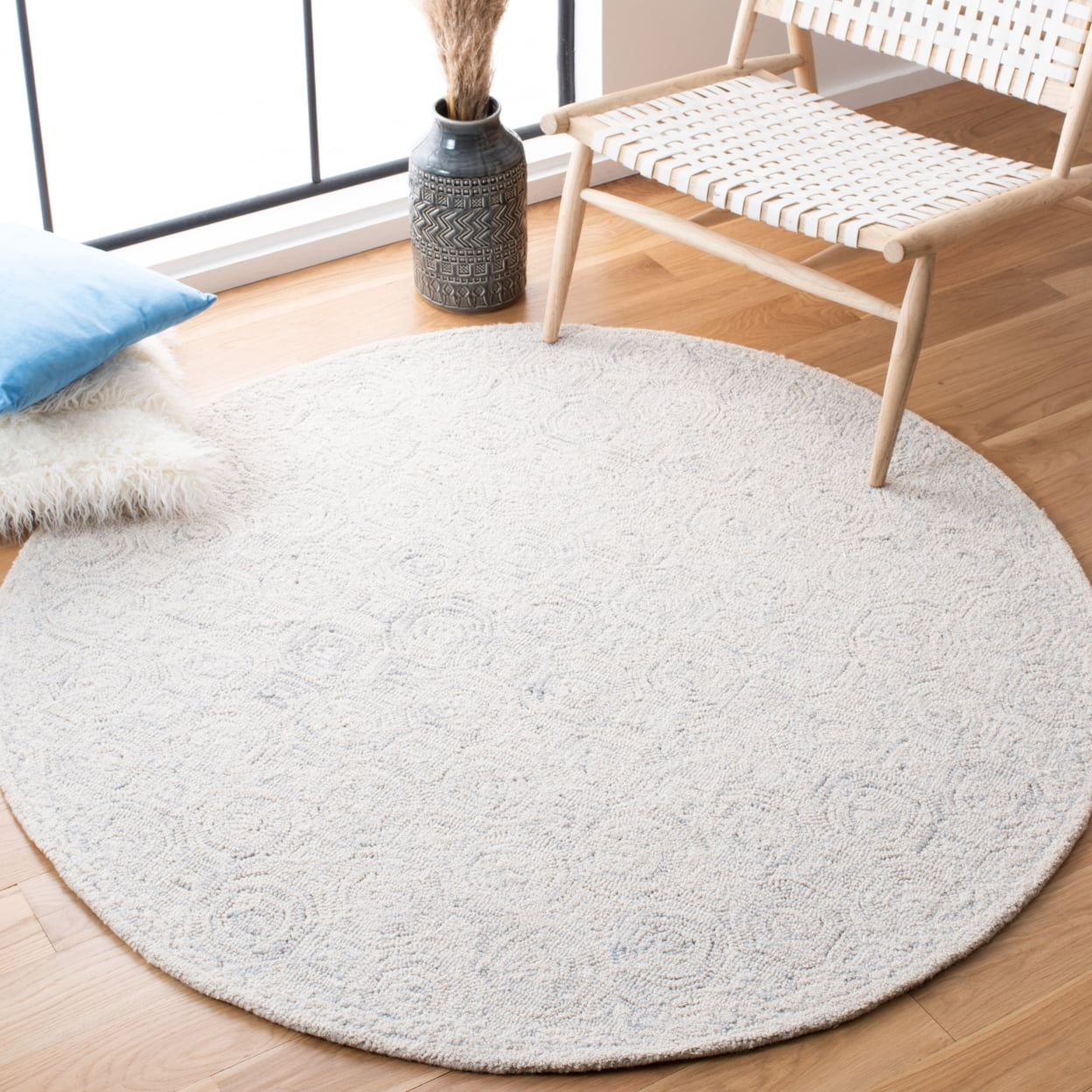 SAFAVIEH Micro-Loop Constantine Geometric Area Rug, Silver/Grey, 6' x 9'