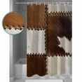 thumbnail image 4 of Cow Cowhide Shower Curtain, 48" x 72", Abstract Brown Seam Leather Waterproof Bathroom Curtain Washable Shower Curtain Set with 12 Hooks, 4 of 6