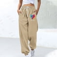 thumbnail image 2 of Sweatpants for Women Heart-Shaped Printed Sports Casual Drawstring Long Fall Clothing with Pockets 2025 Khaki (XL), 2 of 4