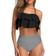 thumbnail image 1 of Tempt Me Trajes de baño de dos piezas para mujer, bikini de cintura alta, con volantes y control de barriga, trajes de baño halter, 1 of 4