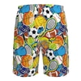 thumbnail image 6 of Wukai Various Balls Print Beach Trunks with Compression Liner Swimsuit Quick Dry Beach Sports Shorts with Pocket-Large, 6 of 8