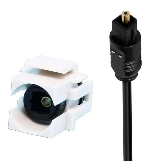 DIYTECH Toslink Keystone Jack, Female to Female SPDIF Coupler, includes Optical Audio Cable, White (1 Pack)
