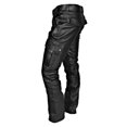 thumbnail image 4 of Mens Steampunk Stretchy Faux Leather Biker Pants Retro Metallic Motocycle Slim Fit PU Leather Denim Pants, 4 of 7