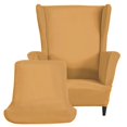 thumbnail image 2 of HUISEFOR Mustard Yellow Wing Chair Slipcovers, Soft Stretchable Armchair Protector, Non-Slip & Washable Furniture Cover for Pets, Kids & Living Room, 2 of 7