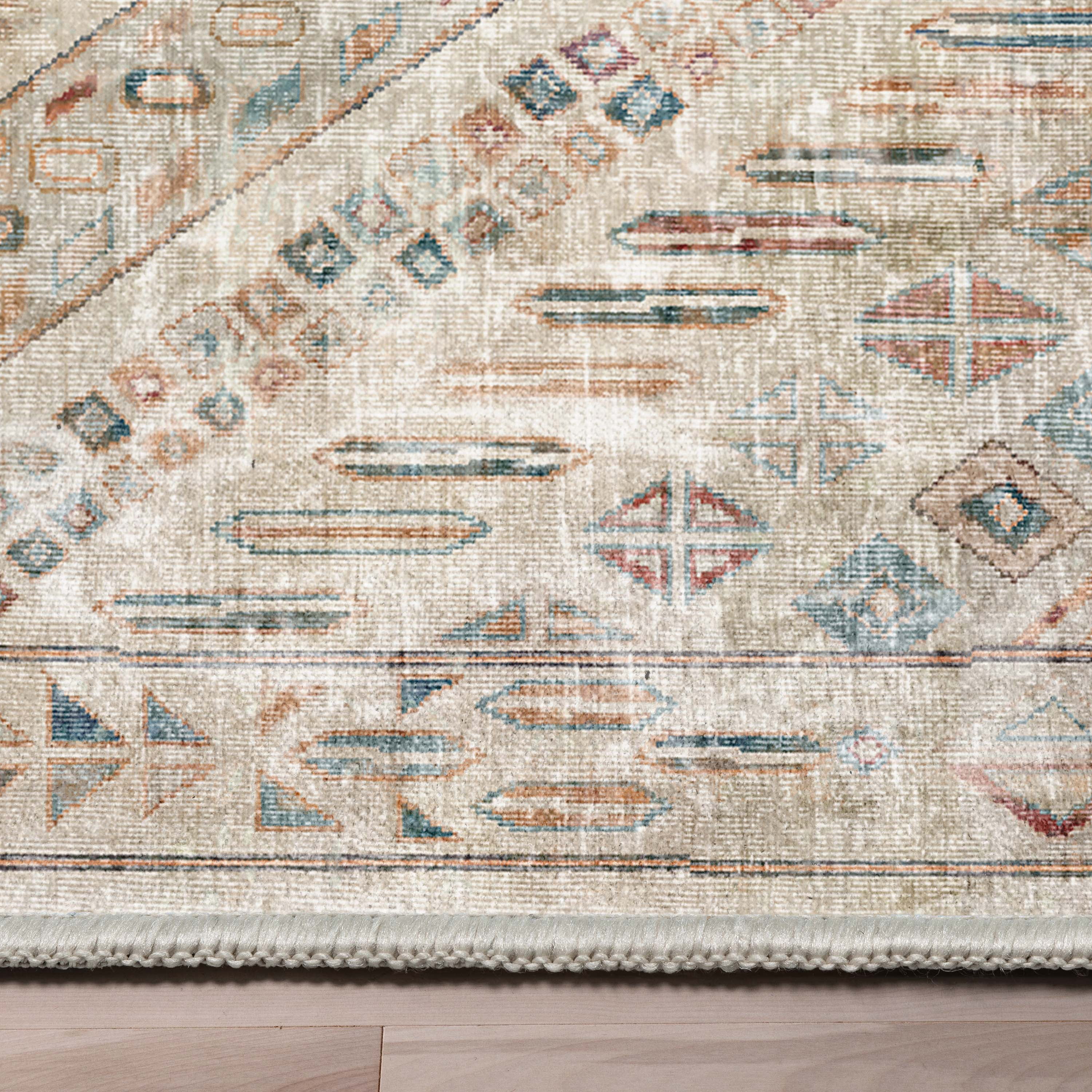 Well Woven Asha Anya Vintage Tribal Ivory 7'7" x 9'10" Machine Washable Area Rug