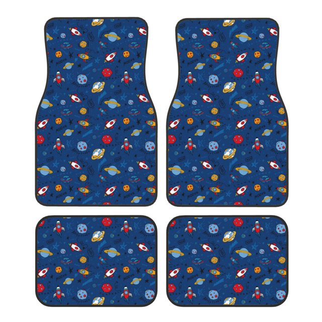 Balery Space Juego de 4 Alfombrillas para Auto, Revestimientos de Caucho Resistente, Diseño Antideslizante