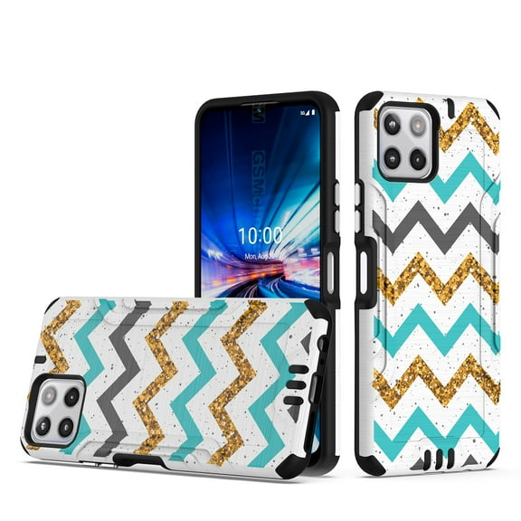 For Celero PLUS 5G 2023 / Celero 5G  Lining Phone Cover Case - Teal Gold ZigZag