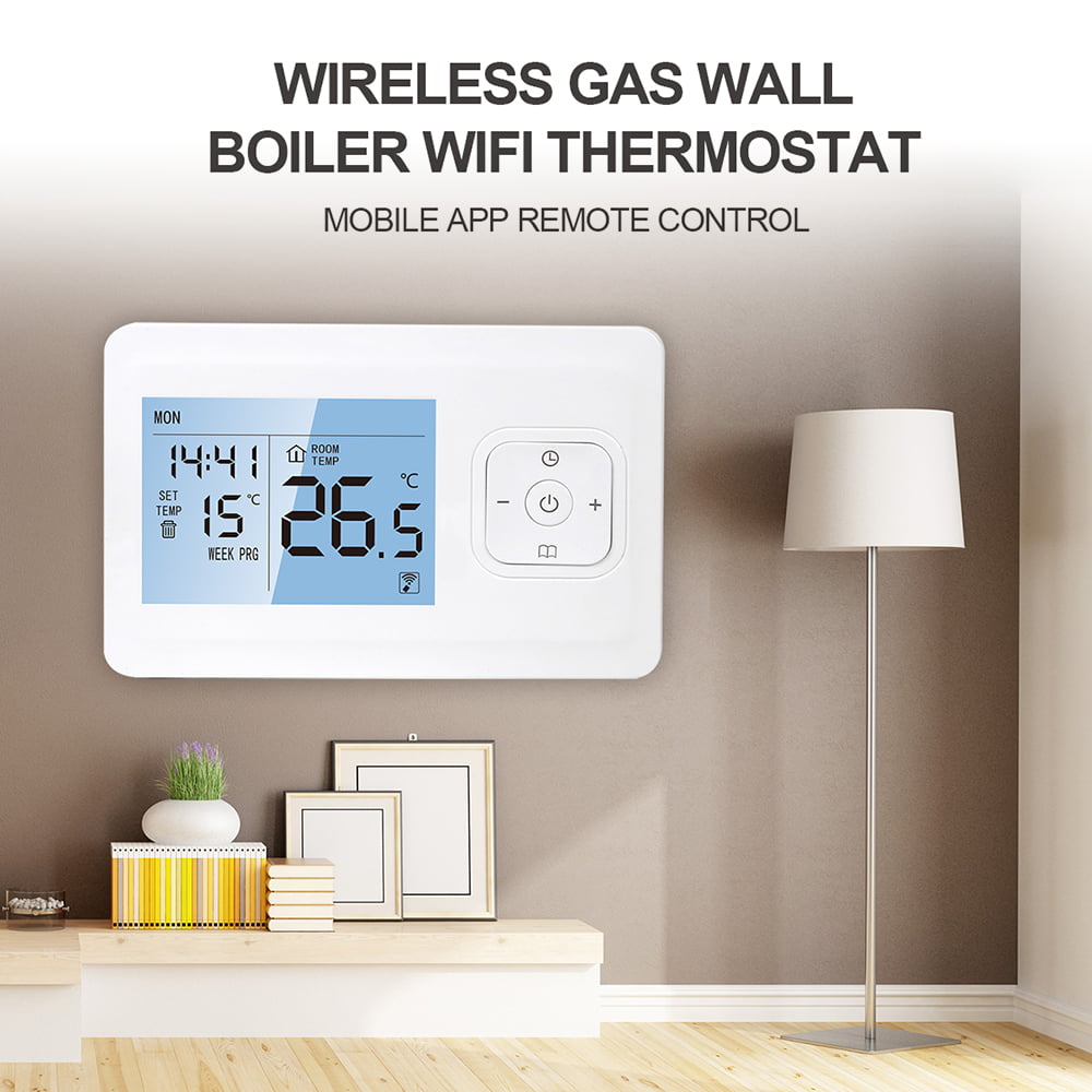 boog gemiddelde wimper Smart Thermostat Wireless Programmable Thermostat with RF Receiver Tabletop  Wall-Mounted Style APP Control Voice Control Compatible with Assistant Gas  Boiler Heating Controller 230V - Walmart.com