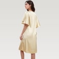thumbnail image 4 of Women's Satin Midi Dress with V-Neckline and Flutter Sleeves for a Relaxed Elegant Fit - X Large, Light Beige, 4 of 7