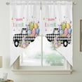 thumbnail image 2 of Easter Swag Valances for Windows 2 Pack, Kitchen Window Curtains 36 Inch Length, Black White Truck Colorful Eggs Bunny Privacy Swag Curtains for Living Room/Bathroom with Rod Pocket 36"x36", 2 of 8