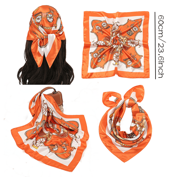 Yoyauz Silk Scarf Women's Fashion Pattern Large Square Satin Turban Headpiece 23.6 Inch