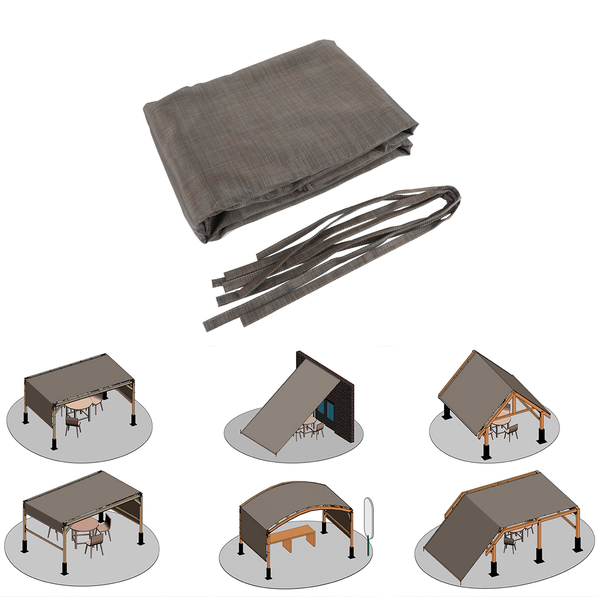 Outdoor Replacement Pergola Sun Shade Cover Cloth Patio Canopy HDPE Permeable with Grommets (13' x 7.7', Brown)
