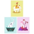 thumbnail image 1 of Pack of 3 Kids Bedroom Cute White Happy Elephants Yellow Pink Blue Bright Pastel Colour Unframed Wall Art Living Room Prints Set, 1 of 5