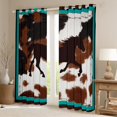 thumbnail image 2 of Homewish Rustic Western Cowboy Black Out Curtains,Farmhouse Horse Cowhide Curtains Pack of 2 (42x63 Each),Brown Cyan Bedroom Curtains For Boys Kids,Breathable Home Decor, 2 of 6