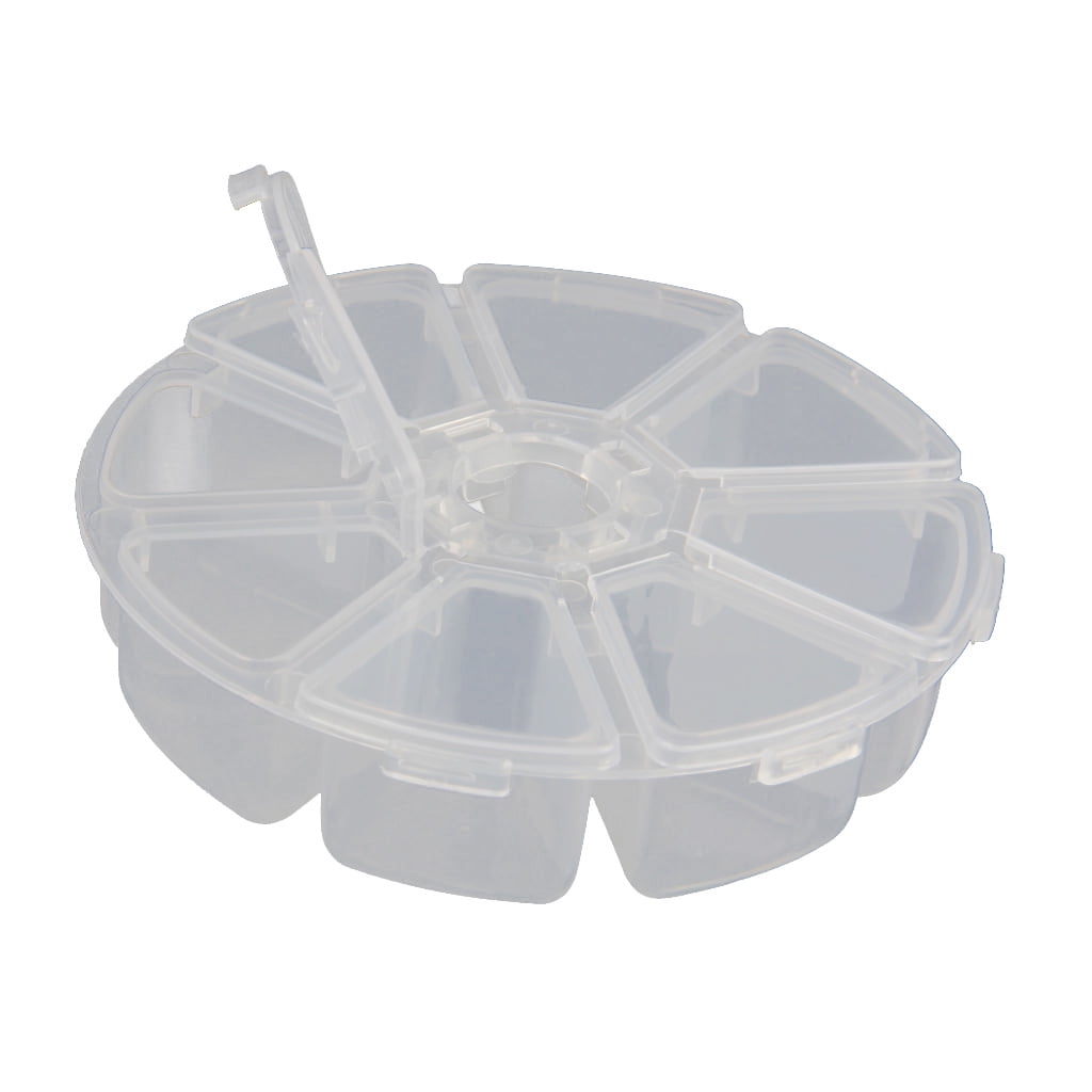 Round Clear Jewelry Craft Tool Storage Box Organizer Bin Case