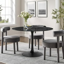 Modway Lippa 48" Round Artificial Marble Dining Table in Black Black