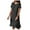 Black, variant on Casual Summer Dresses for Women Short Sleeve Round Neck Loose Fit Solid Color Knee Length Split Leisure Beach Tshirt Dress Black L
