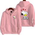 thumbnail image 3 of Snoopy-Sudadera con capucha y cremallera para hombre y mujer, chaqueta informal de dibujos animados de Anime, color rosa, abrigos de gran tamaño para parejas, primavera y otoño, novedad de 2024, 3 of 5