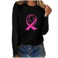 thumbnail image 2 of DIOAZUD Women's Long Sleeve Breast Cancer Awareness Shirts Crew Neck Pink Ribbon Graphic Tees Casual T-Shirts for Daily Wear, 2 of 4