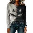 thumbnail image 4 of Halloween Long Sleeve Shirts for Women 2026 Plus Size Funny Cute Vintage Teacher Shirts Casual Holiday Tops Clothes Black M, 4 of 5