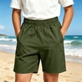 thumbnail image 2 of WAVSUF Kids Boys Shorts, Elastic Waist with Pockets Lightweight Summer Casual Trendy Shorts Army Green 7-8, 2 of 10