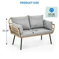 thumbnail image 5 of Dextrus Patio Furniture Wicker Outdoor Loveseat, All-Weather Rattan Conversation for Backyard, Balcony and Deck with Soft Cushions (Gray+Beige), 5 of 6